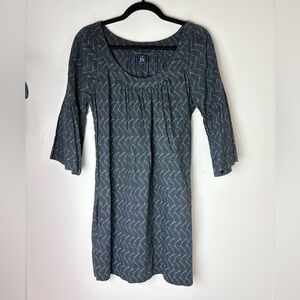 French Connection Dress Size 8 Scoop Neck 3/4 Sleeve Cotton Geometric Striped